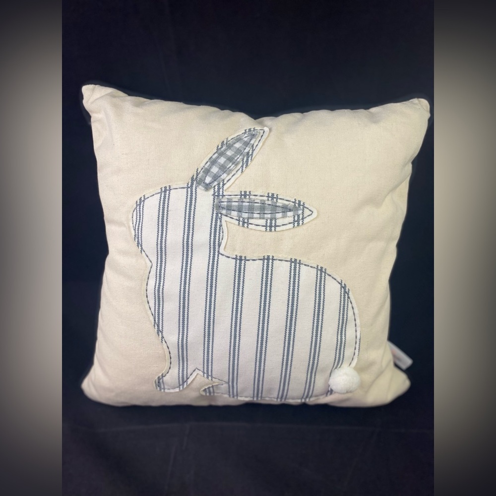 Tabitha Webb Bunny Rabbit Square Throw Pillow Spring Decor Gingham Check A1